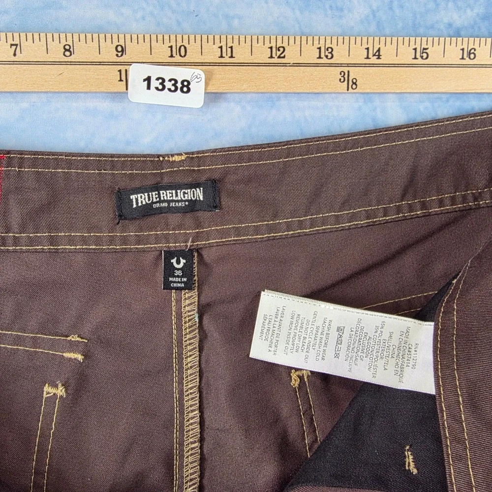 True Religion Mens‎ Bracken Cargo SN Pant EMB Brown Horseshoe Size 36 NWT